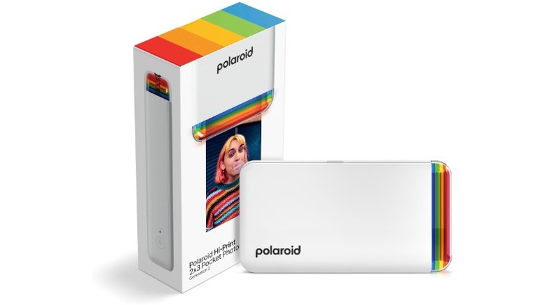 A product render of the Polaroid Hi-Print 2x3 instant printer.