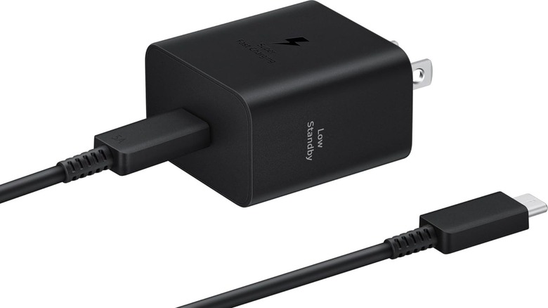 Black 45W samsung charging brick with black USB-c cable