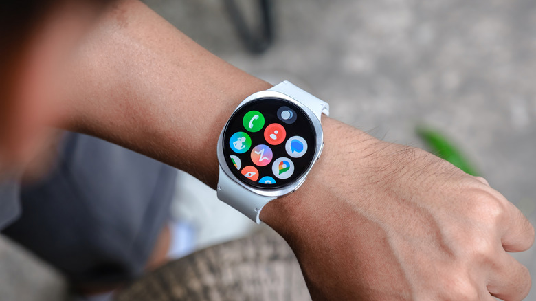 White Galaxy Watch 8 on someone's wrist