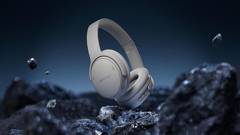 Bose headphones in a rocky surface
