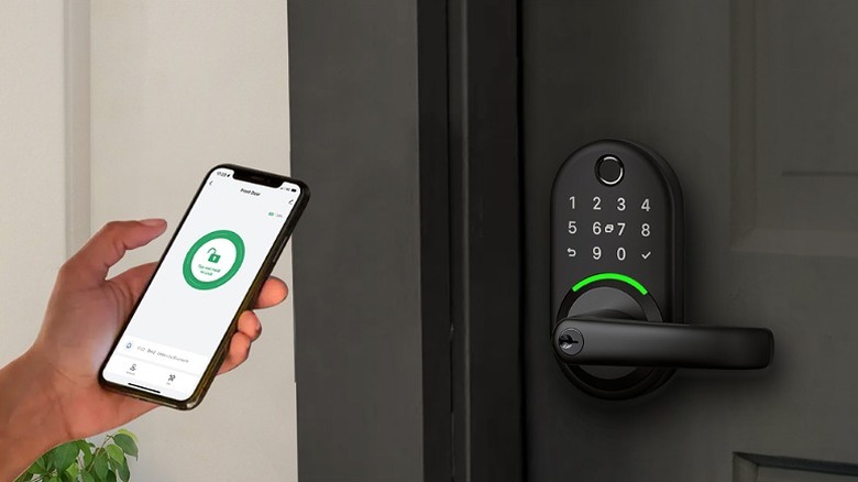 Using smartphone to unlock the smart door handle lock