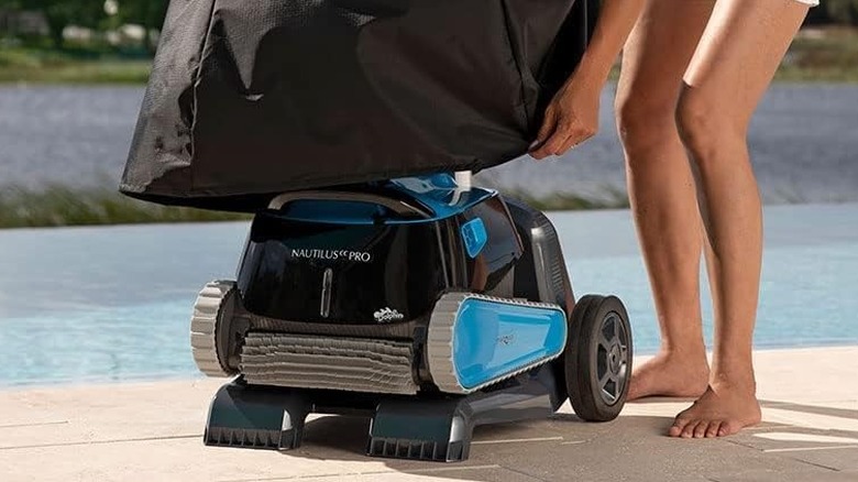 Robotic Pool Cleaner by pool