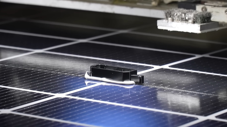 Close-up of a tandem solar cell being manufactured