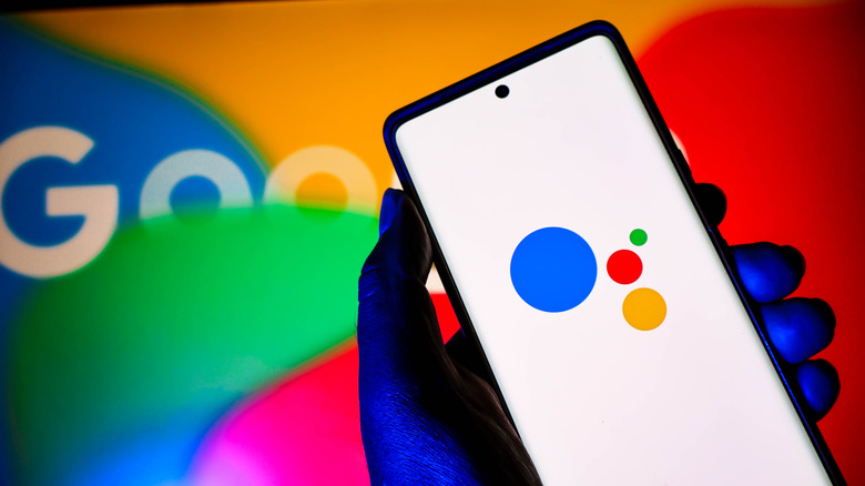 The Google Assistant symbol on a smartphone application screen