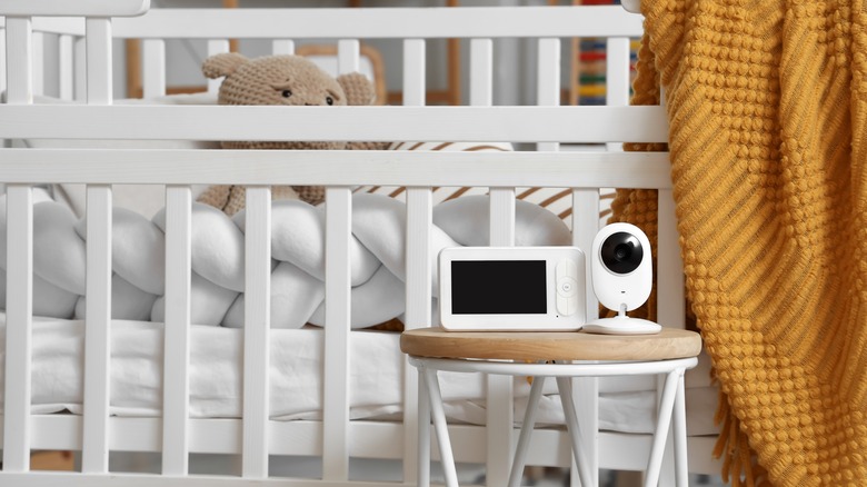 Modern baby monitor near crib