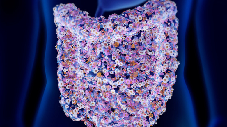 Abstract image of gut with many flora