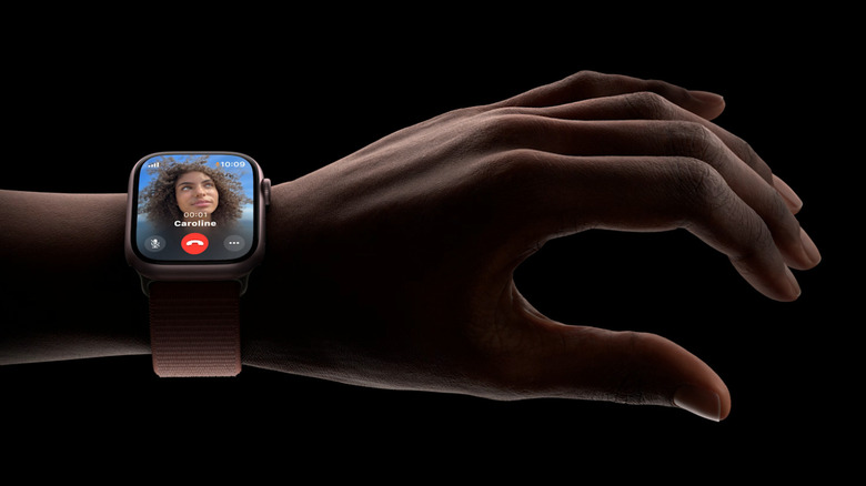 Double-tap gesture on Apple Watch.