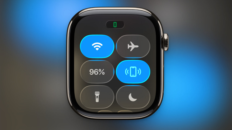 Apple Watch being used to find iPhone in the dark.