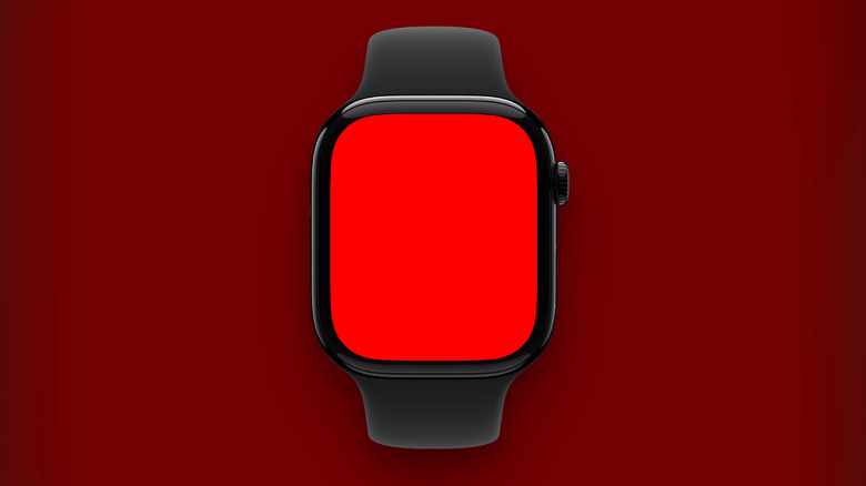 Apple Watch screen showing a red flashlight.