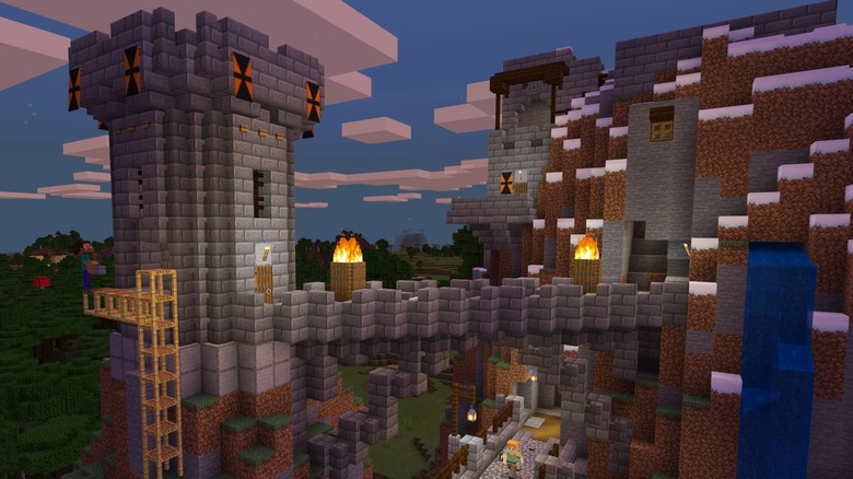 minecraft castle night screenshot