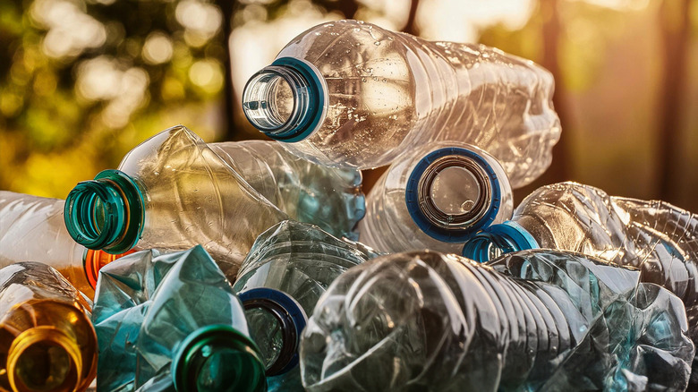 A pile of empty plastic bottles