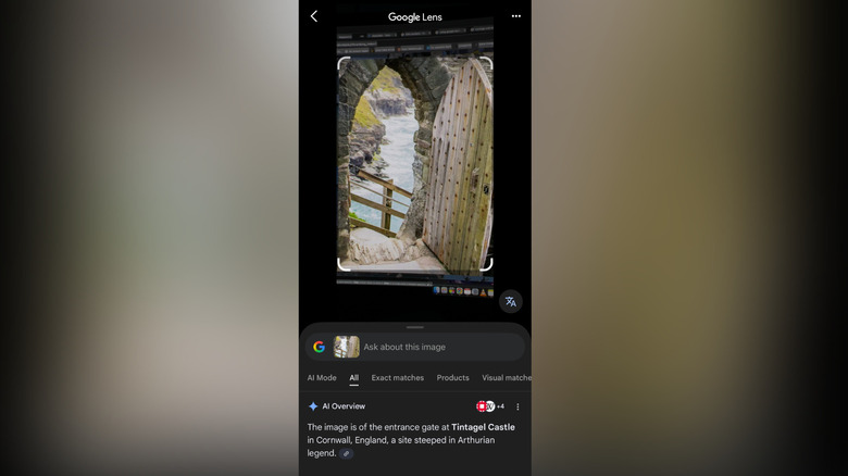 Screenshot of Google lens identifying an obscure location in Cornwall