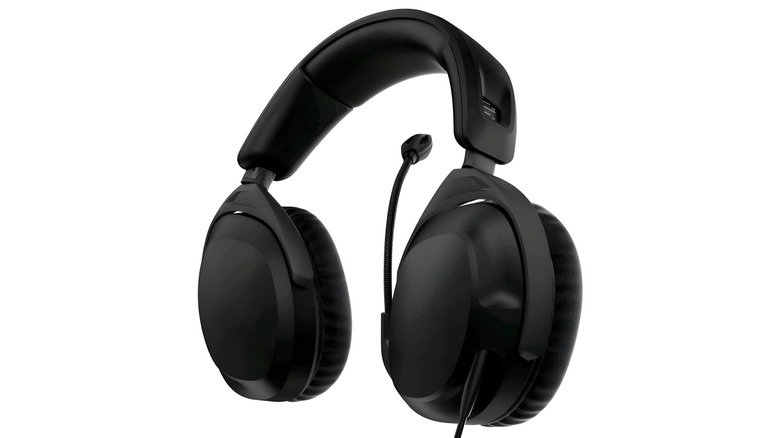 Pair of gaming headsets on a white background