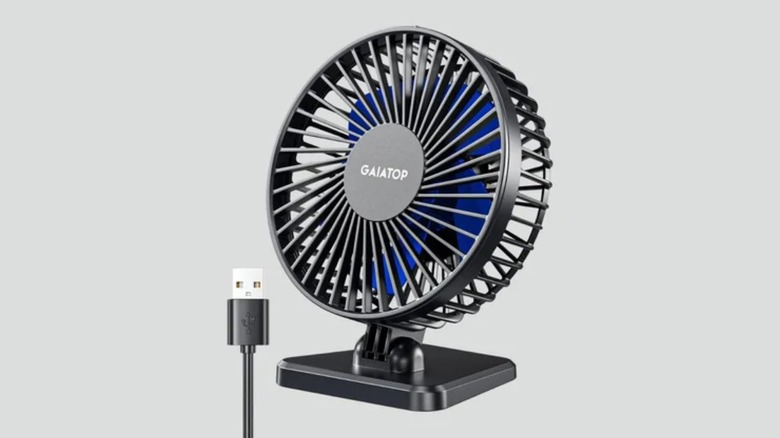 A black Gaiatop USB Desk Fan