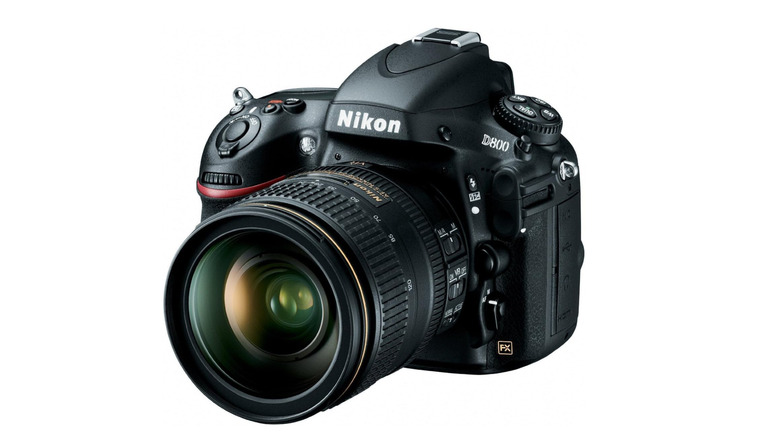 A Nikon D800 with lens