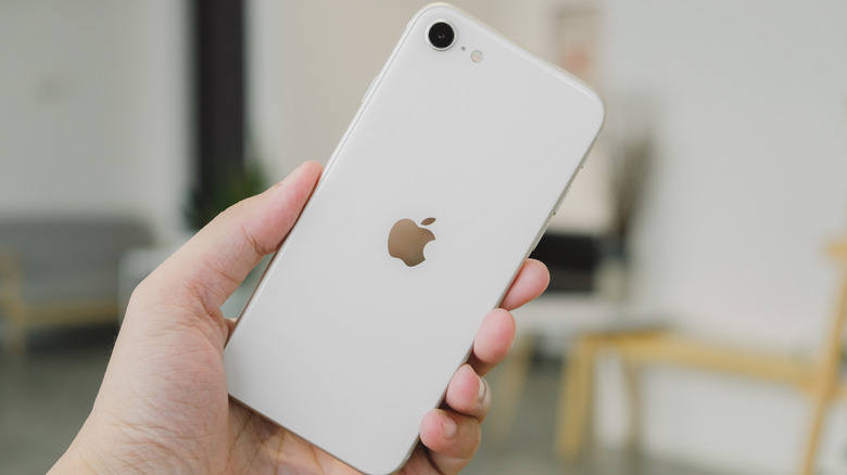 Person holding an iPhone SE 3rd gen