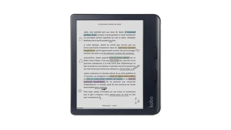 A product render of the Kobo Libra Colour e-reader.