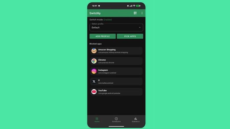 A screenshot of the Switchly Android app.