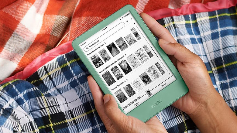 The matcha-colored Amazon Kindle.