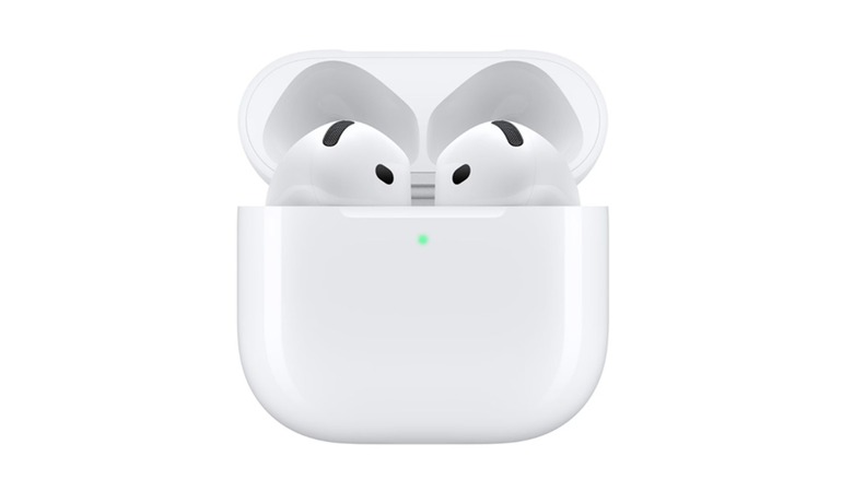 The Apple AirPods 4 with ANC wireless earbuds in their charging case, on a white background.