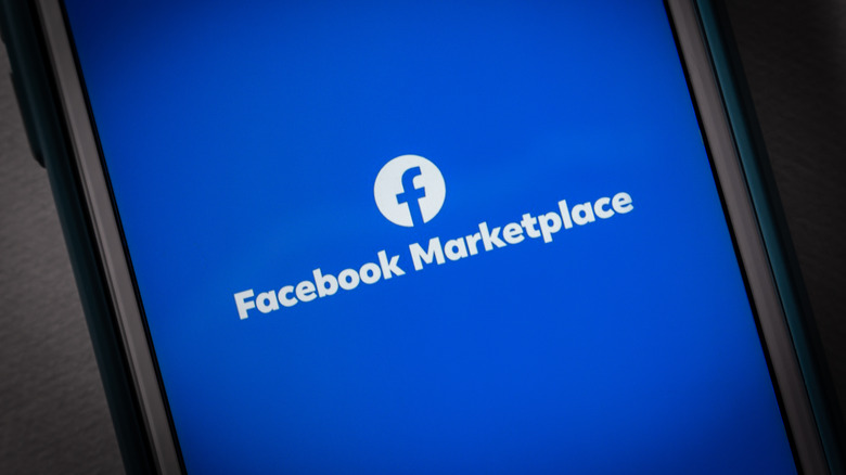 The Facebook Marketplace logo visible on a smartphone screen.