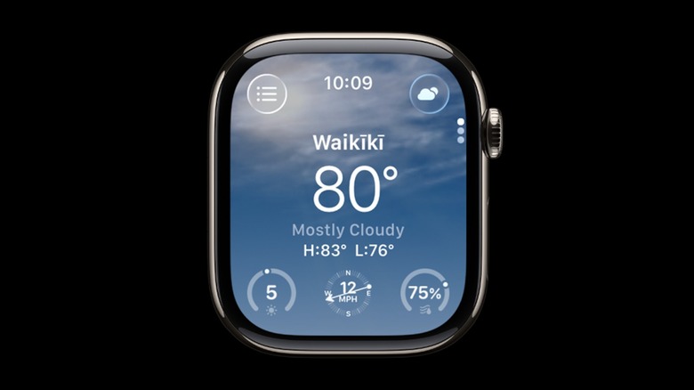 The Weather app on the Apple Watch.