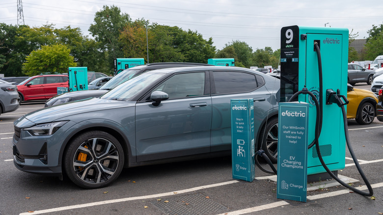 Image of an electric vehicle charging at the charging station
