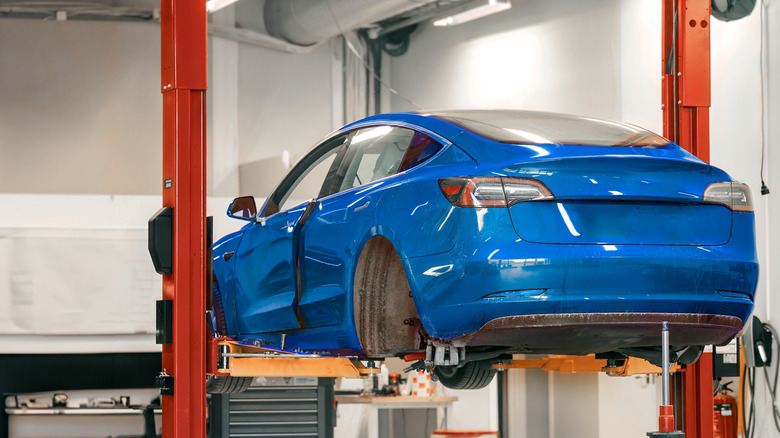 Image of an electric vehicle getting serviced
