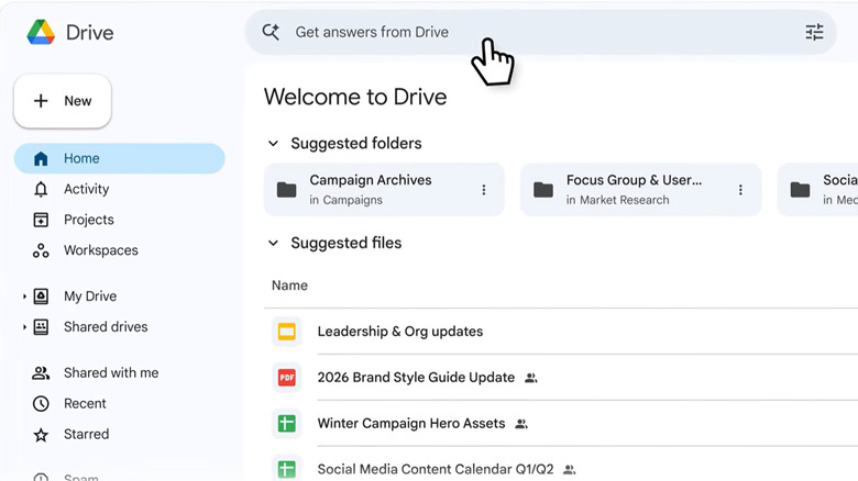 A screenshot showing the UI for Google Drive