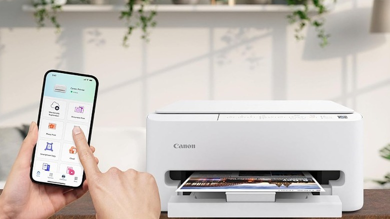 Executing a print job via smartphone to the printer.