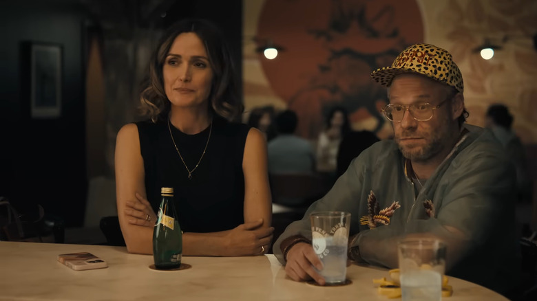 Seth Rogen as Will and Rose Byrne as Sylvia in a bar having a drink