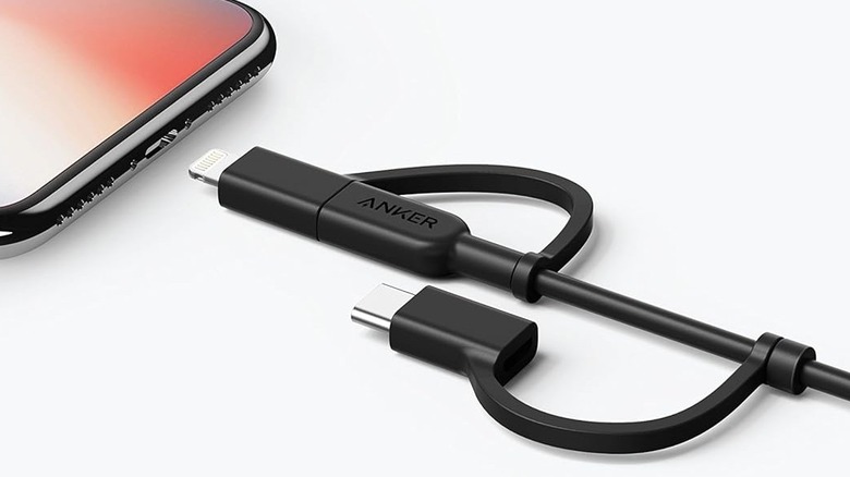 Anker Powerline II 3-in-1 Cable next to a smartphone