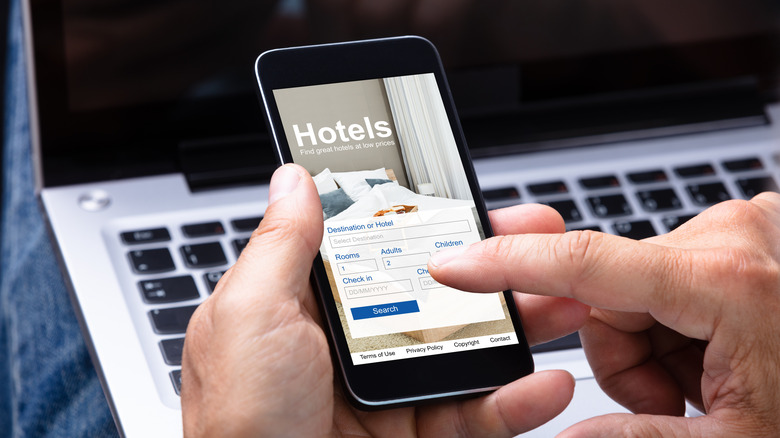 Browsing hotels on a smartphone