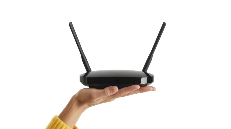 A black Wi-Fi router