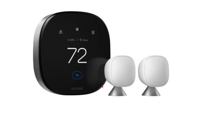 Black thermostat showing 72-degree Fahrenheit and two sensors