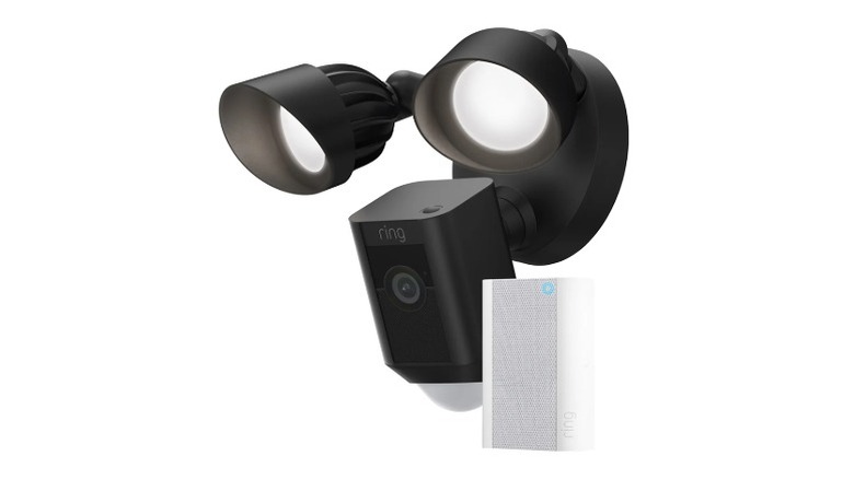 Two floodlights and a Ring Chime Pro