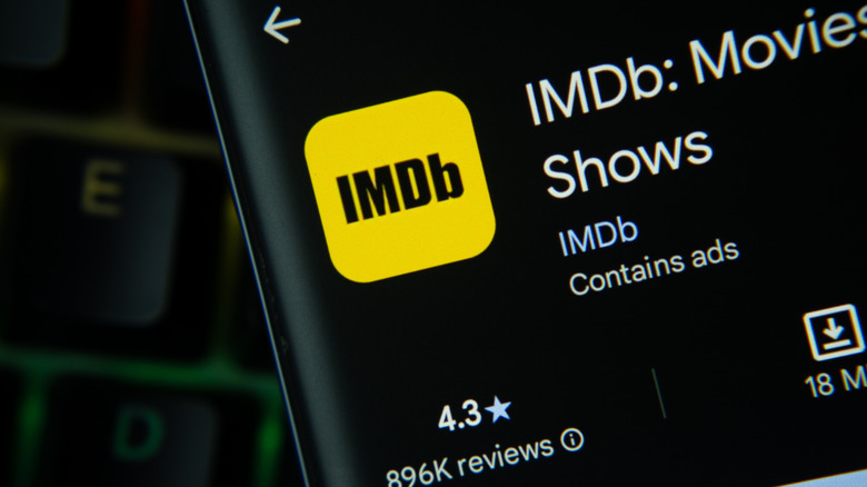 The IMDb app page on the Play Store, shown on a phone