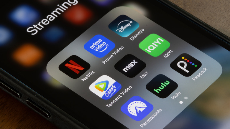 A bunch of streaming apps in an iPhone folder