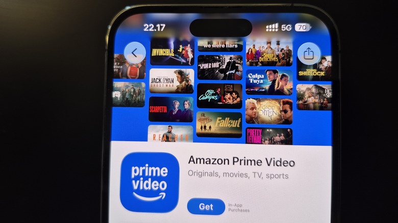 A smartphone showing the Prime Video page on the Play Store