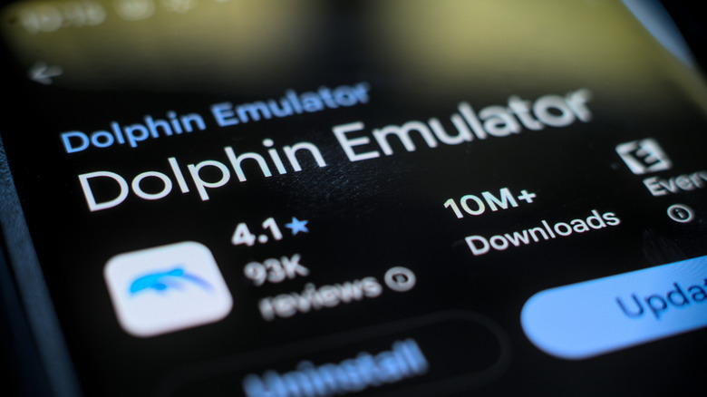 Dolphin emulator app store listing on a phone
