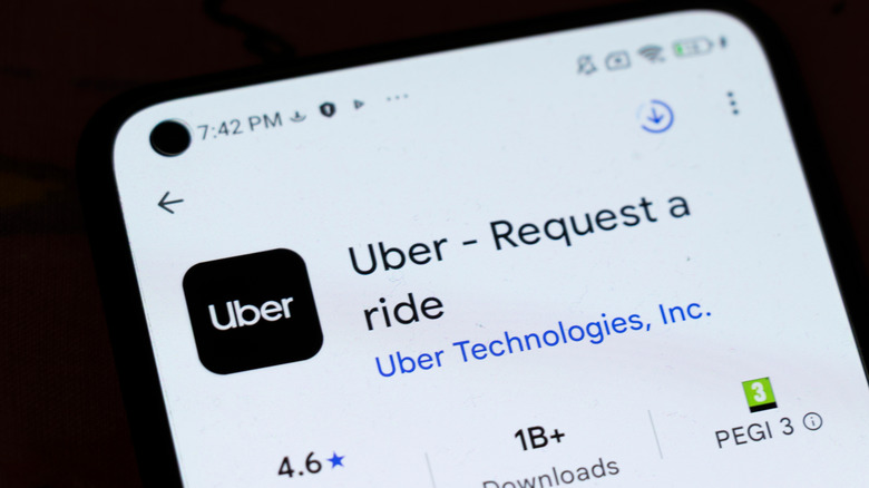 The Uber app open on the iPhone's App Store