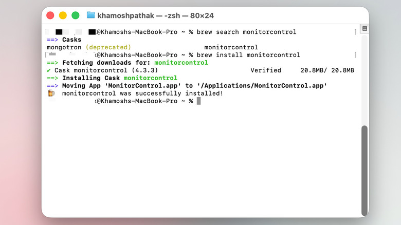 Homebrew commands being used to install apps via the Terminal.