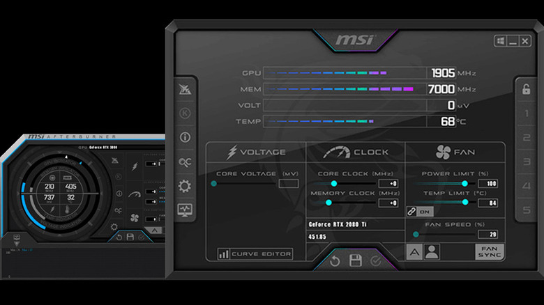 The MSI Afterburner tool in action