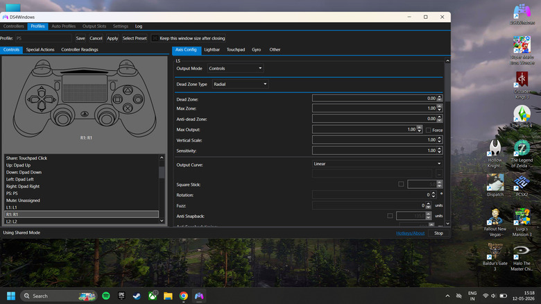 A screenshot of DS4Windows running on a PC