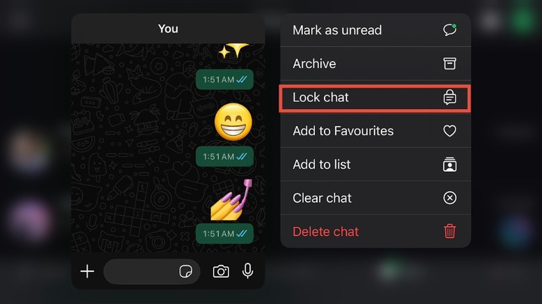 Lock chat option highlighted in the mini-menu