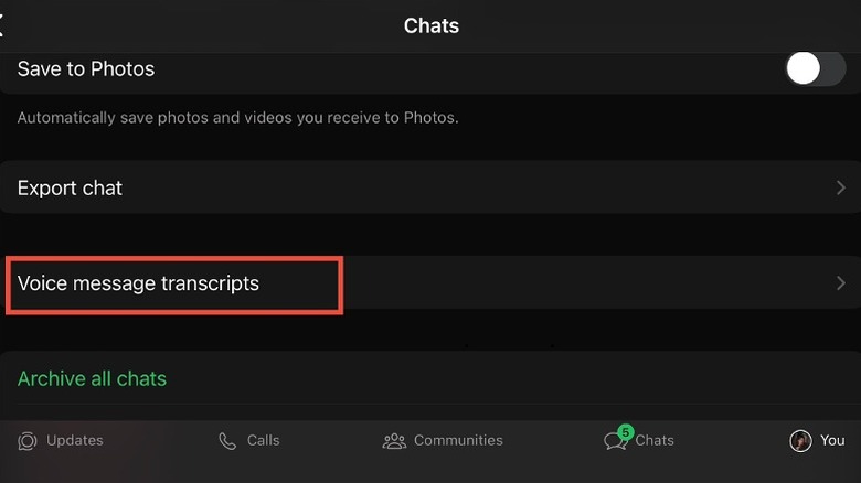Voice message transcripts feature highlighted on the screen
