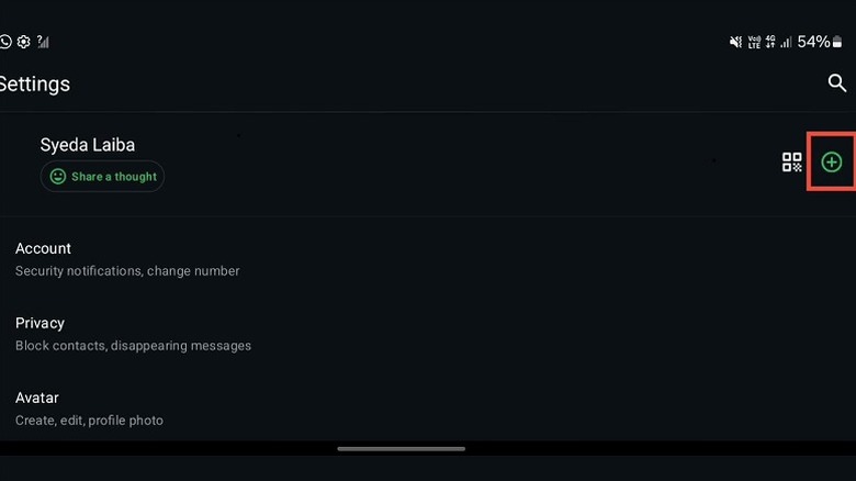 Add account button highlighted in Settings