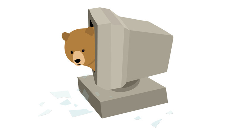 The TunnelBear mascot peeking out of an old-school computer