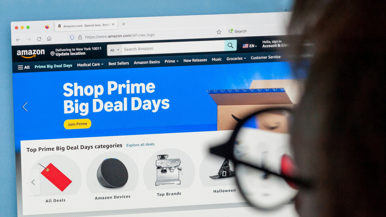 Amazon page on a computer showing Prime Day deals