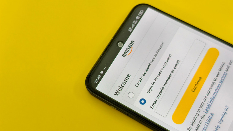 Two-step verification page on amazon mobile app